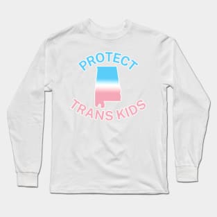 Protect Trans Kids Alabama - Transgender Flag - Protect Transgender Children - Curved Design Long Sleeve T-Shirt